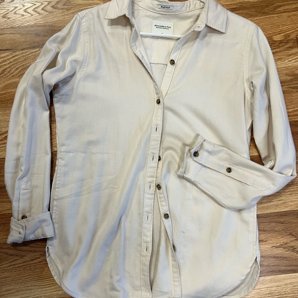 Abercrombie & Fitch Women’s Beige Button-Down Shirt